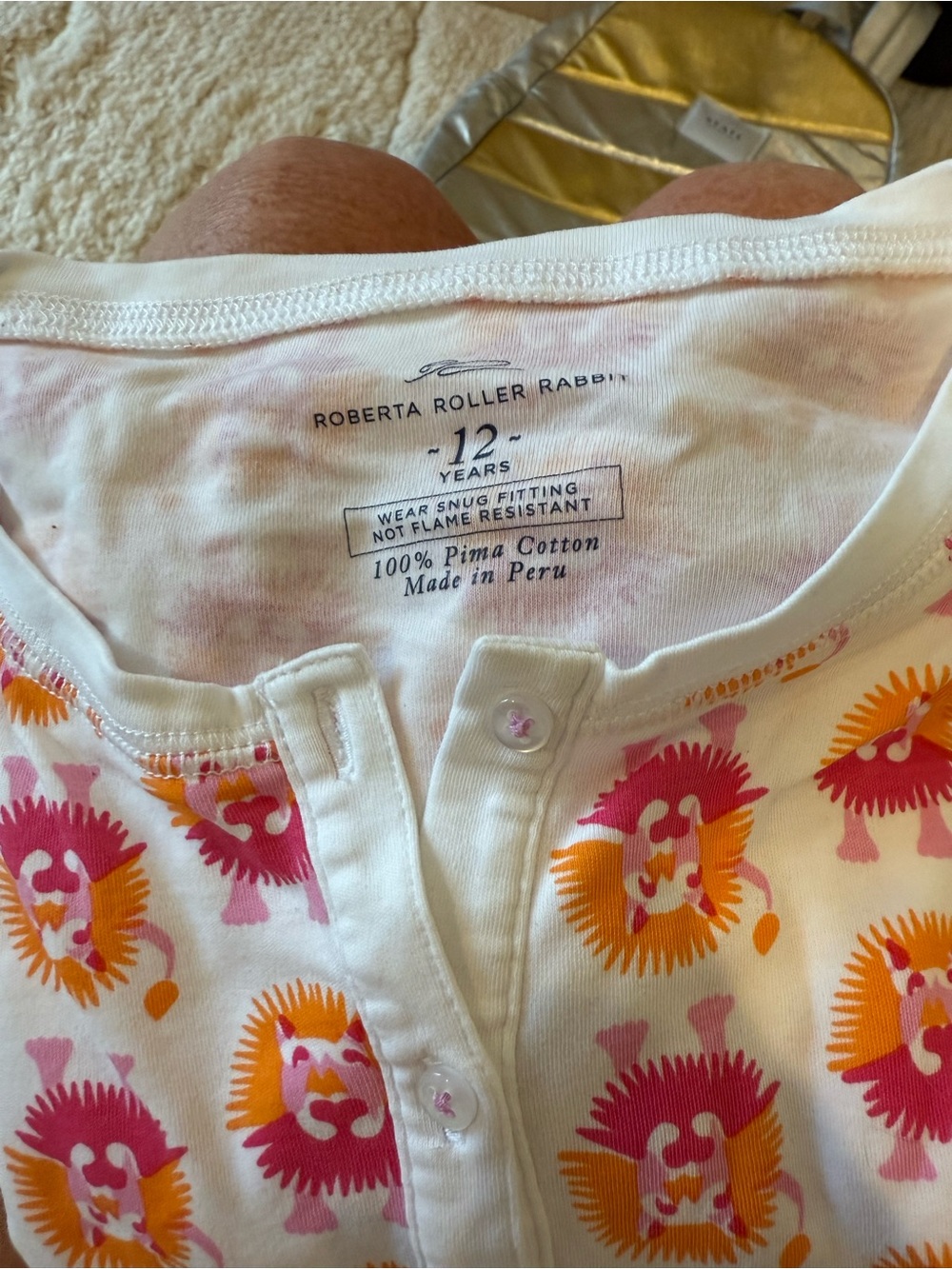 Roberta Roller Rabbit Children’s Long Sleeve Pajama set - Pink & Orange Lions - Picture 3 of 3